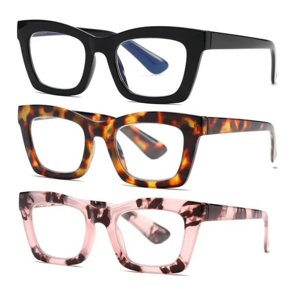 Stylish Women's Eyewear Set of 3 - Black, Tortoise, Pink - Picture 2 of 11